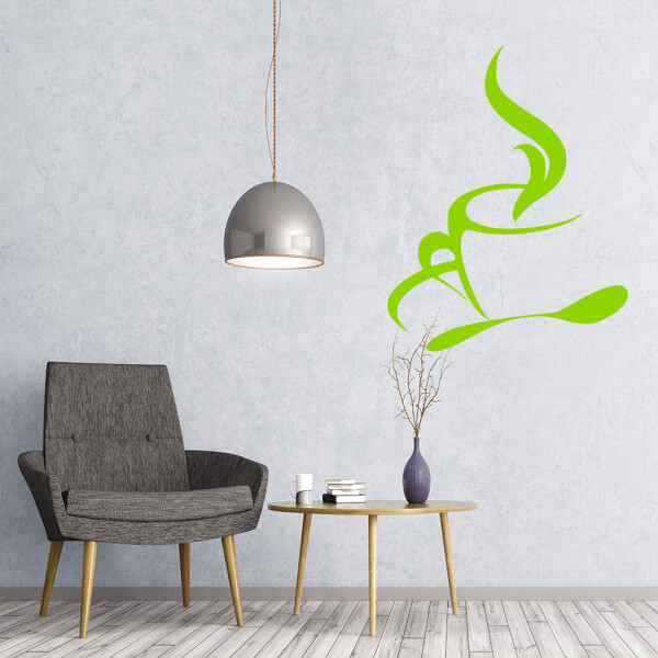 Veselá Stena Samolepka Šálka s čajom Farba: zelená, Veľkosť: 100 x 126 cm