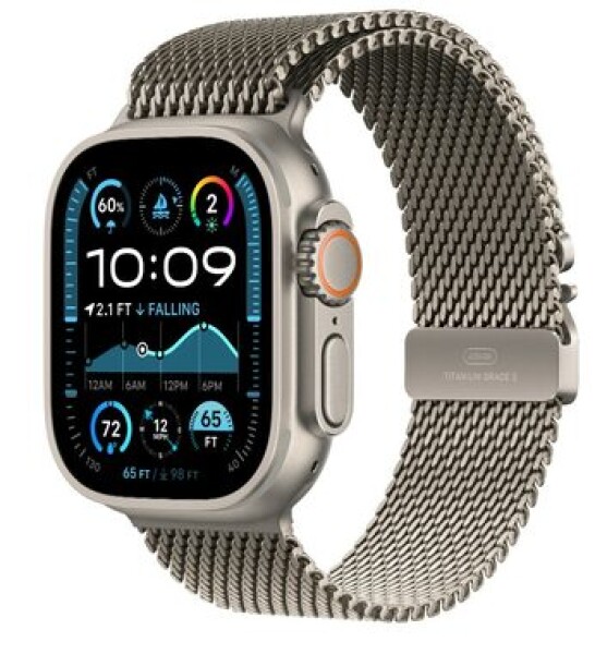 Apple Watch Ultra 2 GPS+Cellular 49mm Prírodné titánové telo - Prírodný titánový milánsky ťah (S) / 130-160 mm (MX4M3)