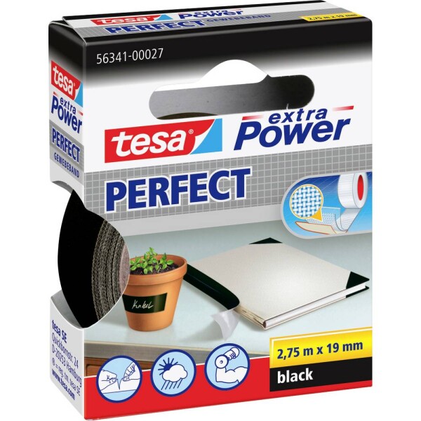 Tesa PERFECT 56341-00027-03 páska so skleným vláknom tesa® Extra Power čierna (d x š) 2.75 m x 19 mm 1 ks; 56341-00027-03