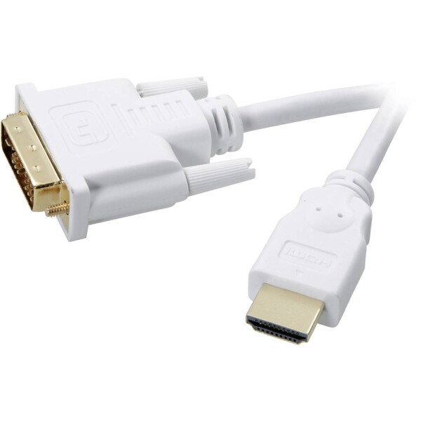 SpeaKa Professional DVI / HDMI káblový adaptér DVI-D 18 + 1 pól Zástrčka, Zástrčka HDMI-A 2.00 m biela SP-7870336 pozlátené kontakty DVI kábel; SP-7870336