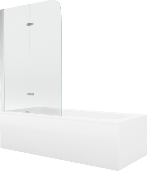 MEXEN/S - Vega obdĺžniková vaňa 160 x 70 cm s panelom + vaňová zástena 80, transparent, chróm 550116070X9008020100