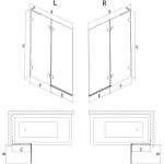 MEXEN/S - Lunar L vaňová zástena 2-krídlová ľavá 90 x 150, transparent, zlatá kartáčovaná 897L-090-100-55-00-L
