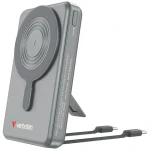 Verbatim Charge 'n' Go 2C sivá / Magnetická bezdrôtová powerbanka / 10 000 mAh / MagSafe / integrované káble USB-C (32272)