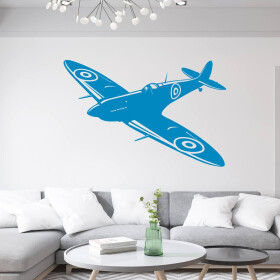 Veselá Stena Samolepka Stíhačka Supermarine Spitfire Farba: modrá, Veľkosť: 60 x 39 cm