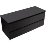 CERANO - Kúpeľňová skrinka Velora - čierna matná, úchytka čierna + doska pod umývadlo Navira Slim - 18 mm - 120x54,8x46,5 CER-664759