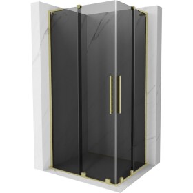 MEXEN/S - Velar L Duo sprchovací kút, posuvné dvere 90 x 80, grafit, zlato kartáčovaná 871-090-080-02-43-55