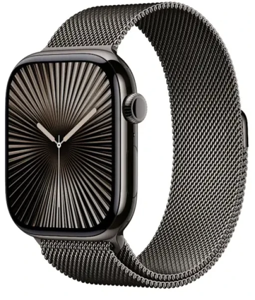 Apple Watch Series 10 GPS+Cellular 46mm Bridlicovo šedé titánové telo - Bridlicovo šedý milánsky ťah (S/M) / 130-180 mm (MC7R4QC/A)