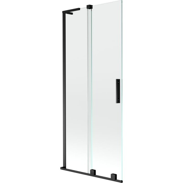 MEXEN/S - Velar L dvojkrídlová posuvná vaňová zástena 85 x 150, transparent, čierna 896-085-003-01-70