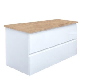 Kúpeľňová skrinka s krycou doskou SAT B-Way 99x50x45 cm biela lesk BWAY2100WDOAK BWAY2100WDOAK