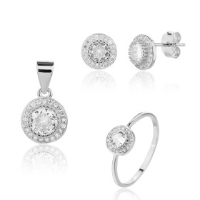 JVD Pôvabná strieborná sada šperkov so zirkónmi SVLS0127SJ6BI (prsteň, prívesok, náušnice) 54 mm