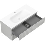 MEXEN/S - Rivel kúpeľňová skrinka 100 cm s umývadlom Vela, 2 zásuvky, reliéf, šedá mat/biela mat 91A20-10047-2-BFF62-W23M01
