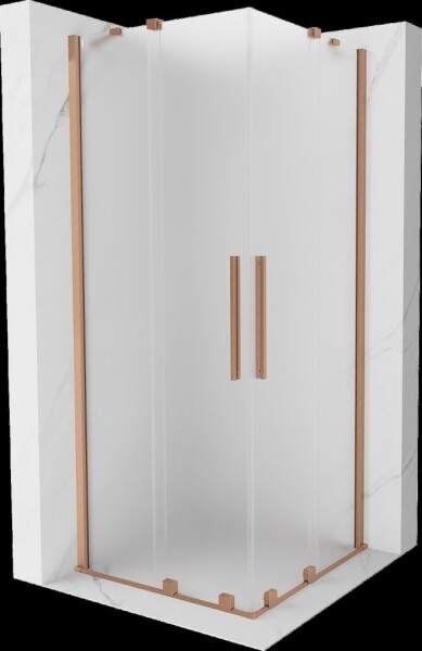 MEXEN/S - Velar Duo sprchovací kút, posuvné dvere 100 x 100, dekor, meď kartáčovaná 871-100-100-32-65