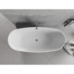 MEXEN/S - Luvo Slim voľne stojaca vaňa 170 x 75, biela, sifón a prepad chróm 52801707500-01