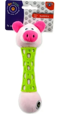 BEFUN Plyšové pískacie prasa zelené / Hračka pre psov / TPR guma / šteňa / 17 cm (414-10506)