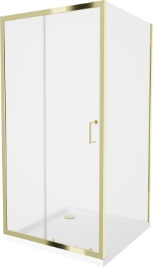MEXEN/S - Apia Sprchovací kút 100x100, transparent, zlato + vanička so sifónom 840-100-100-50-00-4010G