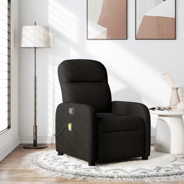VidaXL vidaXL Rozkładany fotel masujący, Čierny, obity tkaniną