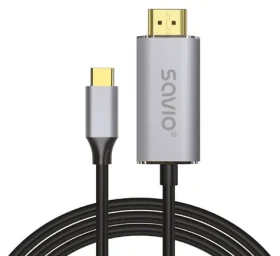 Savio / Kábel USB-C - USB-C/HDMI / 2 m / USB 3.2 Gen 2 / strieborná (CL-199)