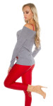 Sexy Koucla sweater shoulder-free with patches Einheitsgroesse