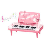 Mamido Elektronické výukové piano s držiakom nôt a mikrofónom 24K ružové