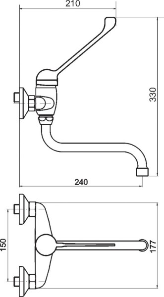 NOVASERVIS - Drezová batéria 150 mm lekárska páka Metalia 55 chróm 55070L/T,0
