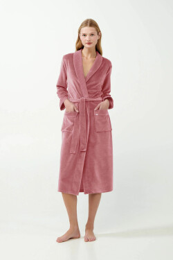 Dámsky zamatový župan 21143 Powder Pink - Vamp M pudrovo-růžová