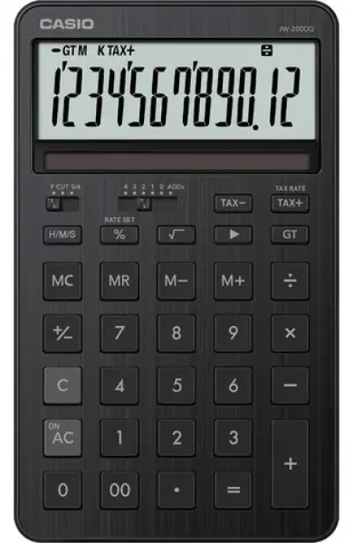 Casio JW-200DQ-BK čierna / Stolová kalkulačka / 12miestny displej / DPH a marža (JW-200DQ-BK)