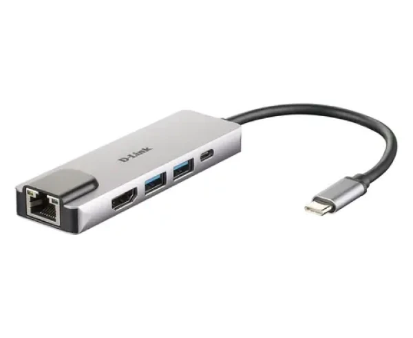 D-Link DUB-M520 strieborná / USB-C hub / HDMI 4K 30Hz / 2x USB 3.0 / RJ-45 Gigabit LAN / USB-C PD (DUB-M520)
