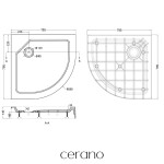 CERANO - Sprchová vanička samonosná štvrťkruhová Arvo - SMC/minerálny kompozit - štruktúrovaná biela - 79,5x79,5x14 - s nožičkami CER-679508