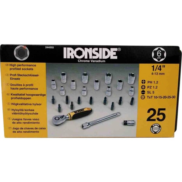 IRONSIDE súprava nástrčných kľúčov, 1/4 (6,3 mm), 244002; 244002