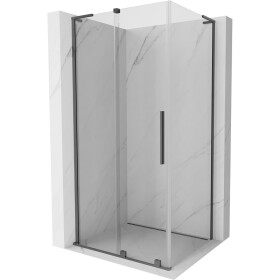 MEXEN/S - Velar L sprchovací kút, posuvné dvere 120 x 110, transparent, grafit metal 871-120-110-03-95