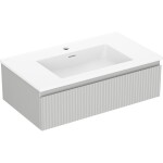 MEXEN/S - Rivel kúpeľňová skrinka 80 cm s umývadlom Otis, 1 šuplík, reliéf, šedá mat/biela mat 91A20-08023-1-BF62-W18M01