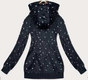 Tmavomodrá dámska mikina na zips s hviezdičkovým vzorom (2313) odstíny modré L (40)