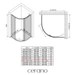 CERANO - Sprchový kout Solero L/P - 6 mm - čtvrtkruh - R550 - chrom, transparentní sklo - 100x100x195 CER-738626