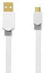 Nedis USB 2.0 kábel biela / Kábel USB / USB-A - Micro-B / 480 Mbps / plochý / 1 m (CCBW60500WT10)