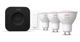 Philips Hue WACA GU10 3ks + Bridge Pro + Dimmer Switch / Štartovacia sada šikovného osvetlenia / 4,2 W / 400lm (SKL000509948)