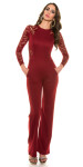 Sexy Koucla long sleeve overall with lace red XL