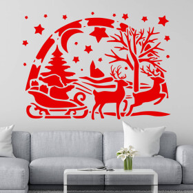Veselá Stena Samolepka Santa Claus Farba: červená, Veľkosť: 80 x 58 cm