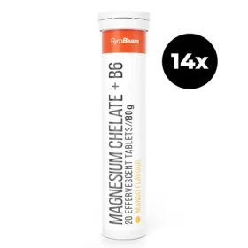 Magnézium chelát + B6 šumivý - GymBeam (svieže mango, 14 x 20 tab) (29945-15-sviežemango-14x20tab)