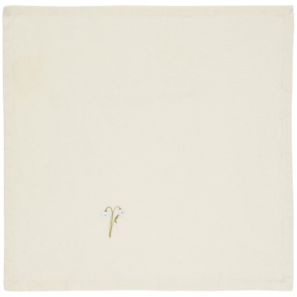 Ib Laursen Vyšívaný obrúsok Flora Snowdrop Butter Cream