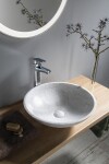SAPHO - BLOK kamenné umývadlo na dosku priemer 42cm, biela carrara mat 2401-42