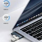 USAMS SJ491 sivá / USB-C húb / USB 3.0 / Micro SD / 60W PD (SJ491HUB01)