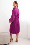 Uzlové šaty s plisovaným spodným dielom tmavo fialové UNI
