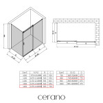 CERANO - Sprchovací kút Santoro - pravá - 6 mm - chróm, mliečne sklo - 140x80 - posuvný CER-665854