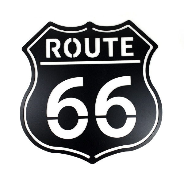Veselá Stena Drevená nástenná dekorácia Route 66 čierna