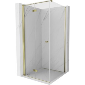 MEXEN/S - Mist-F sprchovací kút skladacie dvere ľavá 85 x 85, transparent, zlato 8A6T-085-085-50-00-L