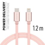 SWISSTEN TEXTILE dátový kábel USB-C - Lightning 1.2m ružovo-zlatá (71525205)