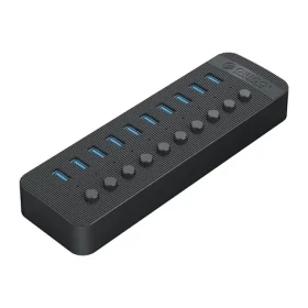 Orico CT2U3-10AB USB HUB s vypínačmi čierna / 10x USB-A 3.0 / kábel USB-A - USB-B 1m