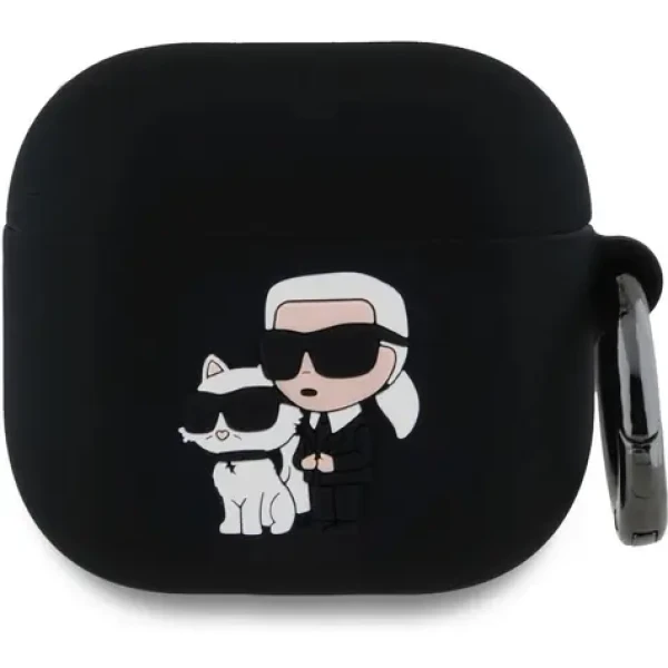 Karl Lagerfeld 3D Logo NFT Karl and Choupette Silikónové Puzdro pre AirPods 4 Black (57983124123)