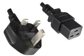 MicroConnect Power Cord UK Typ G 90° uhol - C19 1.8m čierna / Anglická koncovka (PE090618)