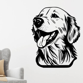 Veselá Stena Samolepka Zlatý retriever Farba: černá, Veľkosť: 80 x 65 cm
